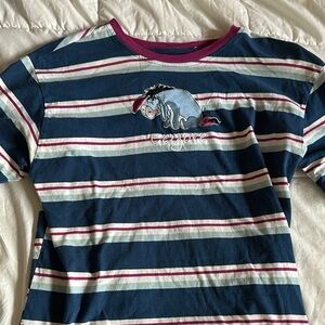 Disney Eeyore Striped Short Sleeve Tee - Blue and White